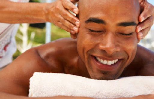 he is so happy when getting his massage