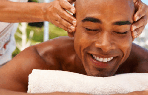 he is so happy when getting his massage